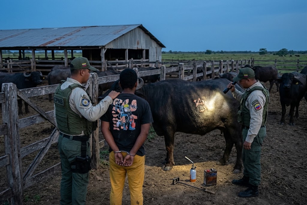 alteración de marcas de búfalos en una finca de Apure