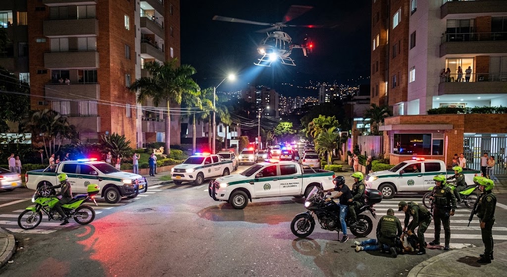 persecución policial en Medellín